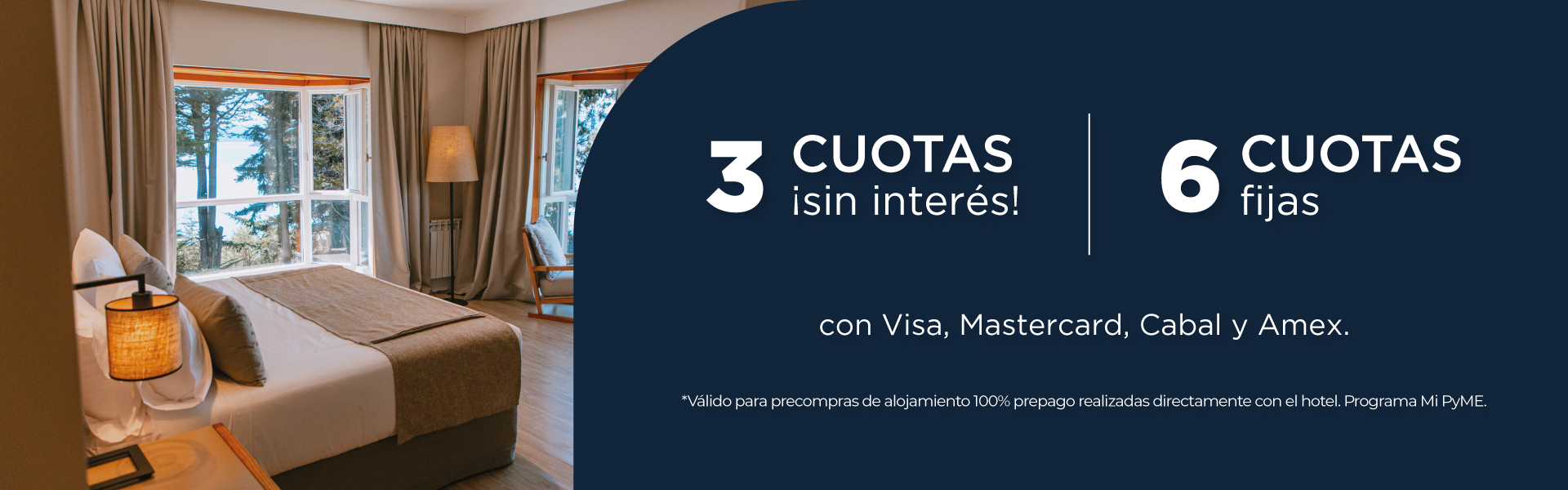 Habitación con vista al lago en La Cascada Casa Patagónica con 3 cuotas sin interés y 6 cuotas fijas